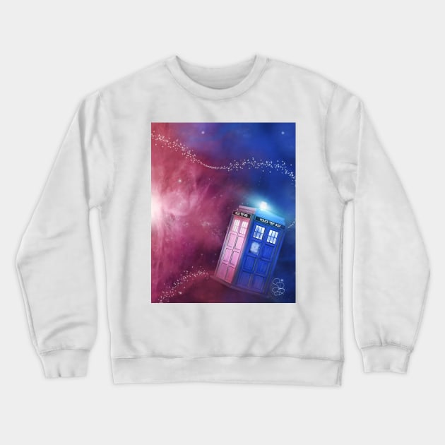 Doctor Who. TARDIS. I'm burning up a sun just to say goodbye. Crewneck Sweatshirt by stacyabrightart